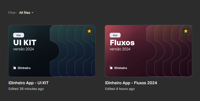 Estes dois arquivos contém todo o projeto de Interface do app iDinheiro Capas dos arquivos do projeto no Figma: UI Kit e Fluxos de Navegação da Interface